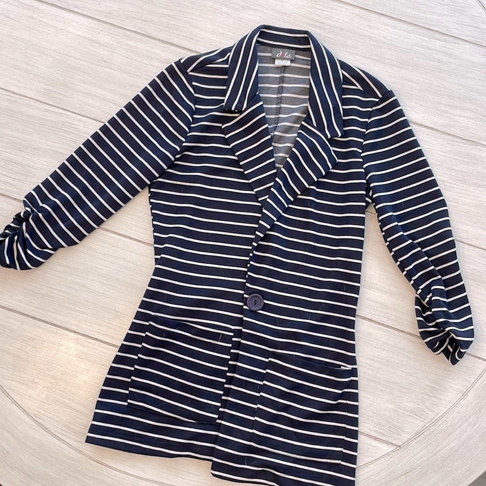 Navy & White striped blazer cardigan